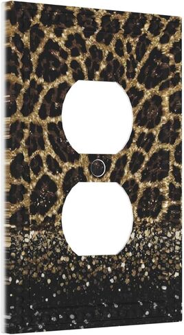 Leopard Print 1 Gang Outlet Covers Duplex Receptacle WallPlate Decorative Electrical Faceplate Switchplates Safari African Wild Animal Fur Jaguar Cheetah Skin Pattern Country Bedroom Decor Brown Black in Saudi Arabia