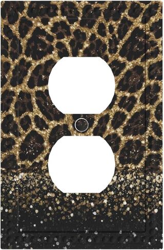 Leopard Print 1 Gang Outlet Covers Duplex Receptacle WallPlate Decorative Electrical Faceplate Switchplates Safari African Wild Animal Fur Jaguar Cheetah Skin Pattern Country Bedroom Decor Brown Black in Saudi Arabia