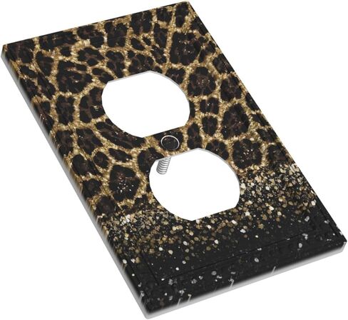 Leopard Print 1 Gang Outlet Covers Duplex Receptacle WallPlate Decorative Electrical Faceplate Switchplates Safari African Wild Animal Fur Jaguar Cheetah Skin Pattern Country Bedroom Decor Brown Black in Saudi Arabia