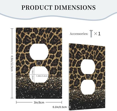 Leopard Print 1 Gang Outlet Covers Duplex Receptacle WallPlate Decorative Electrical Faceplate Switchplates Safari African Wild Animal Fur Jaguar Cheetah Skin Pattern Country Bedroom Decor Brown Black in Saudi Arabia