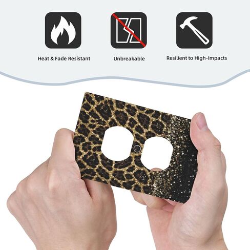 Leopard Print 1 Gang Outlet Covers Duplex Receptacle WallPlate Decorative Electrical Faceplate Switchplates Safari African Wild Animal Fur Jaguar Cheetah Skin Pattern Country Bedroom Decor Brown Black in Saudi Arabia