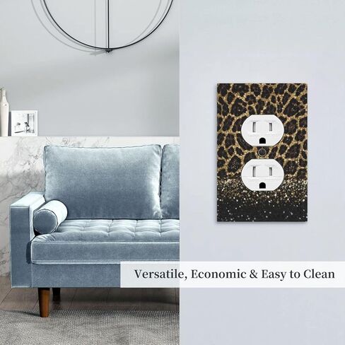 Leopard Print 1 Gang Outlet Covers Duplex Receptacle WallPlate Decorative Electrical Faceplate Switchplates Safari African Wild Animal Fur Jaguar Cheetah Skin Pattern Country Bedroom Decor Brown Black in Saudi Arabia