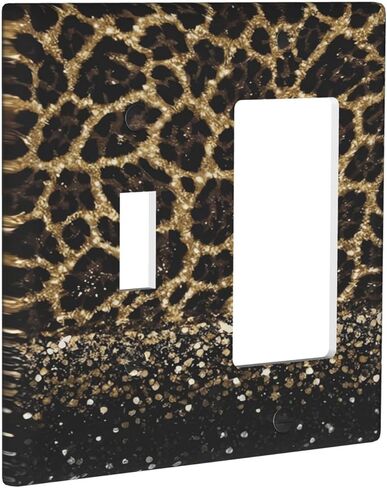 Leopard Print 1 Gang Outlet Covers Duplex Receptacle WallPlate Decorative Electrical Faceplate Switchplates Safari African Wild Animal Fur Jaguar Cheetah Skin Pattern Country Bedroom Decor Brown Black in Saudi Arabia