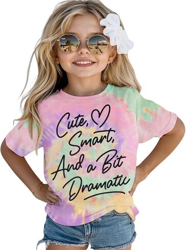 CM C & M WODRO طفل رضيع الفتيات تي شيرت مضحك إلكتروني الجرافيك تي شيرت التعادل صبغ عيد ميلاد قميص قصير الأكمام طفل فتاة لطيف الصيف in Saudi Arabia