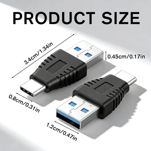 2 حزمة محول USB C ذكر إلى ذكر، محول USB 3.0 USB-C ذكر إلى ذكر متوافق مع الهواتف المحمولة/أجهزة الكمبيوتر/أجهزة الكمبيوتر المحمولة in Kuwait