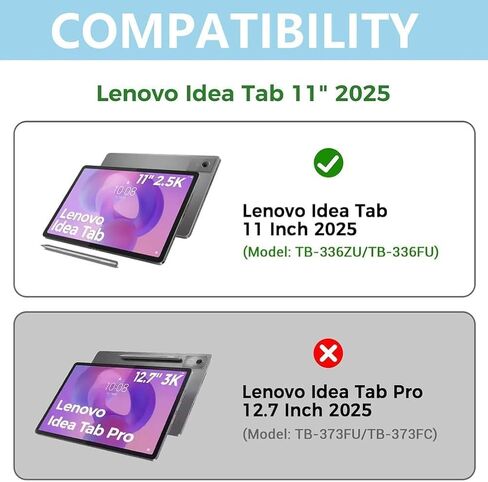 حافظة لوحة مفاتيح لجهاز Lenovo Idea Tab مقاس 11 بوصة موديلات 2025 (TB-336ZU/TB-336FU) وماوس، لوحة مفاتيح بلوتوث مغناطيسية قابلة للفصل بـ 7 ألوان، غطاء فوليو رفيع للغاية متعدد الزوايا، أسود in Kuwait
