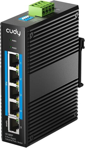 Cudy 5-Port Gigabit PoE Industrial Network Switch, 802.3af/at PoE, DIN-Rail IP40, Polarity Reverse & Short Circuit Protection, Broadcast Storm Prevention, IG1005P (Power Supply Not Included) in Saudi Arabia