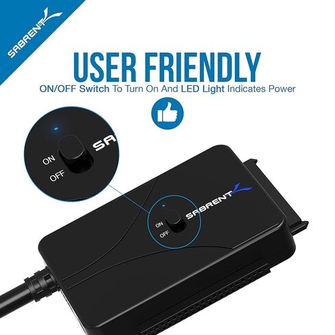 3 منافذ ألومنيوم صغيرة USB 3.0 Hub [90 درجة/180 درجة قابلة للدوران] + USB 3.0 إلى SSD/SATA/IDE 2.5/3.5/5.25 بوصة محول القرص الصلب مع مصدر طاقة UL in Saudi Arabia