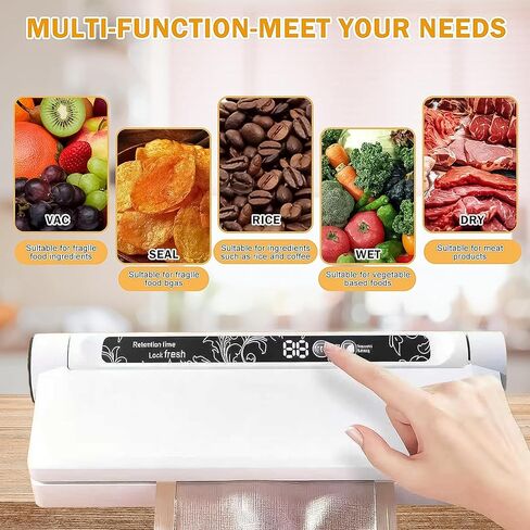 Food Saver Vacuum Sealer Machine - 75KPA Powerful Vacuum Sealer for Food with 20 Bags, Compact Food Vacuum Sealer Machine w/Digital Timer, Easy to Use for Home Kitchen in Saudi Arabia