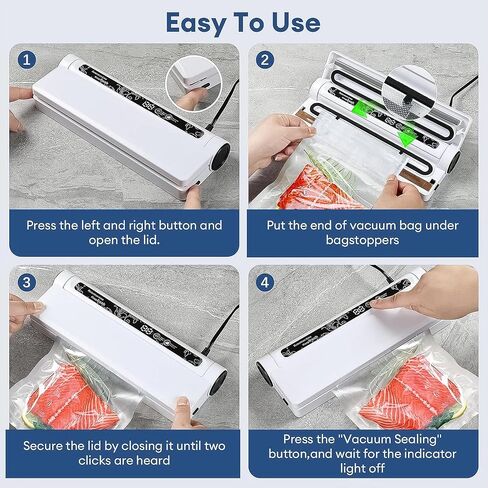 Food Saver Vacuum Sealer Machine - 75KPA Powerful Vacuum Sealer for Food with 20 Bags, Compact Food Vacuum Sealer Machine w/Digital Timer, Easy to Use for Home Kitchen in Saudi Arabia