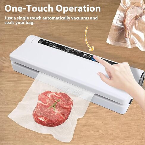 Food Saver Vacuum Sealer Machine - 75KPA Powerful Vacuum Sealer for Food with 20 Bags, Compact Food Vacuum Sealer Machine w/Digital Timer, Easy to Use for Home Kitchen in Saudi Arabia