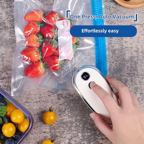 Vacuum Sealer, Handheld Vacuum Sealer for Food, Upgrade Cordless Compact Vacuum Sealer Machine with LED Display, Fast Sealing, Powerful & Low-Noise Portable Food Sealer for Preservation & Fresh in Saudi Arabia