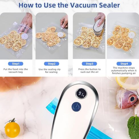 Vacuum Sealer, Handheld Vacuum Sealer for Food, Upgrade Cordless Compact Vacuum Sealer Machine with LED Display, Fast Sealing, Powerful & Low-Noise Portable Food Sealer for Preservation & Fresh in Saudi Arabia