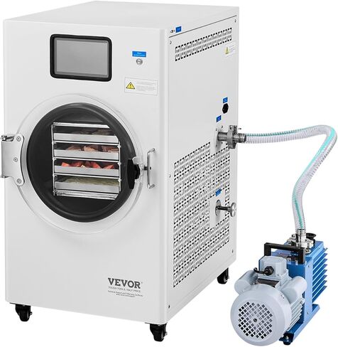 VEVOR Vacuum Freeze Dryer Machine, 8.8-13.2 LBS/Batch Food Freeze Drying Machine with 4-Layer Trays, Vacuum Pump, Adjustable Timer and Temperature Control, for Fruits Vegetables Meat, White in Saudi Arabia