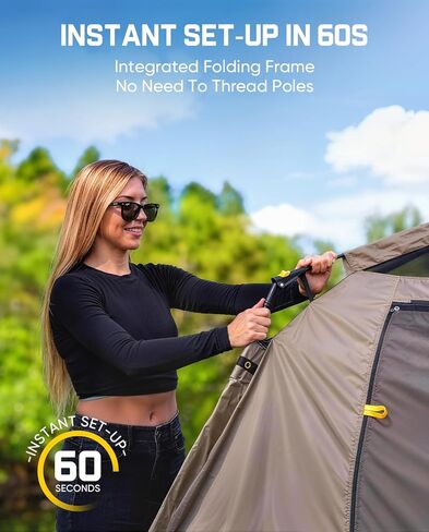 FanttikOutdoor Zeta C2/3/4 Camping Tent, 2/3/4 Person Instant Dome Tent, Easy Setup in 60s, Portable Waterproof Cabin Tent with Pre-Attached Poles & Air Vent, Ideal for Camping, Hiking, Backyard in Kuwait