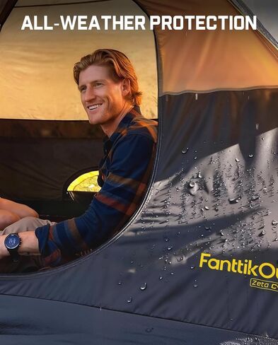 FanttikOutdoor Zeta C2/3/4 Camping Tent, 2/3/4 Person Instant Dome Tent, Easy Setup in 60s, Portable Waterproof Cabin Tent with Pre-Attached Poles & Air Vent, Ideal for Camping, Hiking, Backyard in Kuwait