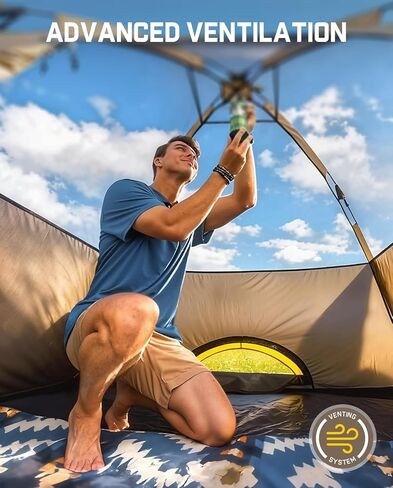 FanttikOutdoor Zeta C2/3/4 Camping Tent, 2/3/4 Person Instant Dome Tent, Easy Setup in 60s, Portable Waterproof Cabin Tent with Pre-Attached Poles & Air Vent, Ideal for Camping, Hiking, Backyard in Kuwait