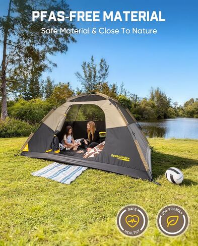 FanttikOutdoor Zeta C2/3/4 Camping Tent, 2/3/4 Person Instant Dome Tent, Easy Setup in 60s, Portable Waterproof Cabin Tent with Pre-Attached Poles & Air Vent, Ideal for Camping, Hiking, Backyard in Kuwait