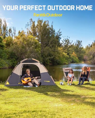 FanttikOutdoor Zeta C2/3/4 Camping Tent, 2/3/4 Person Instant Dome Tent, Easy Setup in 60s, Portable Waterproof Cabin Tent with Pre-Attached Poles & Air Vent, Ideal for Camping, Hiking, Backyard in Kuwait