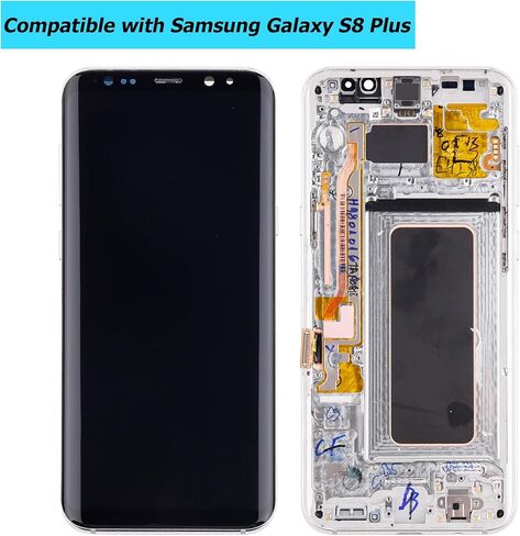 AMOLED جديدة متوافقة مع Samsung Galaxy S8+ Plus G955F G955A G955P G955V G955T G955R4 شاشة LCD تعمل باللمس مع إطار مع أدوات (أبيض) in Saudi Arabia