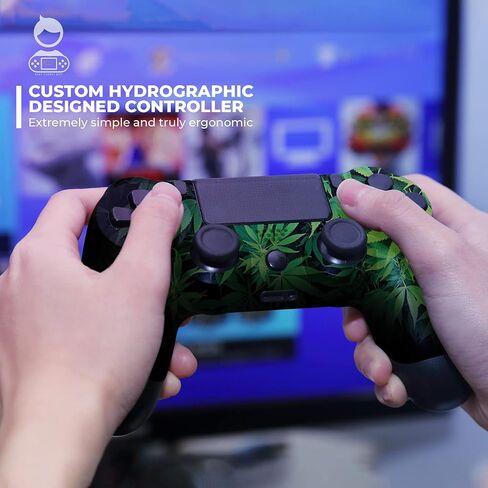 وحدة تحكم BABY CUDDLE BOX Weed Custom PS-4 اللاسلكية المتوافقة مع وحدة تحكم Play-Station 4 بواسطة وحدات تحكم BCB | صُنع بفخر في الولايات المتحدة الأمريكية من خلال طباعة HYDRODIP الدائمة (ليست مجرد جلد) 1 in Kuwait