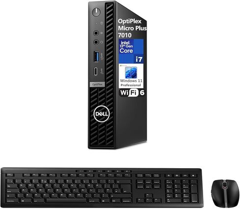 كمبيوتر مكتبي صغير Dell OptiPlex Micro Plus 7010، Intel Core الجيل الثالث عشر i7-13700T، ذاكرة وصول عشوائي 16 جيجابايت، 512 جيجابايت SSD، واي فاي، لوحة مفاتيح وماوس، Windows 11 Pro (متجدد) in Kuwait