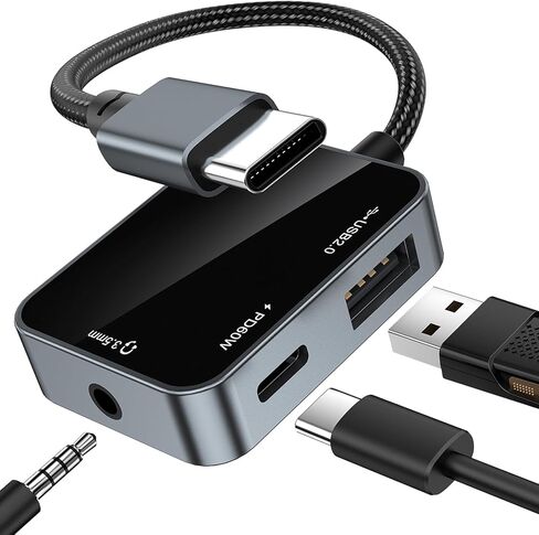 USB C to 3.5mm Audio Adapter 3-in-1 USB-C Headphone Adapter with USB OTG Data Port & 60W PD Charging, Type-C Aux to 3.5mm Converter Compatible with iPhone 17/16/15, Samsung Galaxy, Pixel, iPad in Saudi Arabia