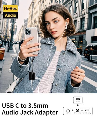 USB C to 3.5mm Audio Adapter 3-in-1 USB-C Headphone Adapter with USB OTG Data Port & 60W PD Charging, Type-C Aux to 3.5mm Converter Compatible with iPhone 17/16/15, Samsung Galaxy, Pixel, iPad in Saudi Arabia