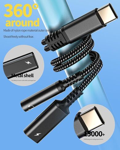 USB-C إلى 3.5 ملم محول صوت شاحن دونجل سلك 2 في 1 DAC نوع C Aux كابل مقسم لهاتف iPhone15 Pro Max iPad Pro متوافق مع Samsung Galaxy S20 S21 S22 Ultra Note10 S9 ملحقات مقبس سماعة الرأس in Kuwait