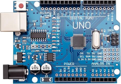 لوحة اردوينو uno r3 مع كابل USB - atmega328p، 16 ميجا هرتز، 14 دبابيس i/o رقمية، دعم pwm، متوافقة مع arduino uno r4، mega، Leonardo وRaspberry pi in Kuwait