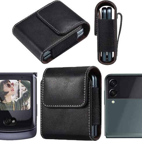 حافظة قابلة للطي لهاتف Motorola Razr +/Plus 2025 2024 Motorola Razr 2025 2024 حافظة حزام الهاتف [حقيبة هاتف جلدية عمودية، حلقة حزام، إغلاق مغناطيسي] (أسود) in Saudi Arabia