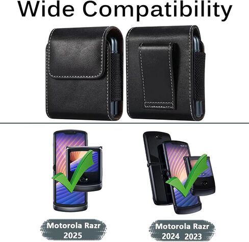 حافظة قابلة للطي لهاتف Motorola Razr +/Plus 2025 2024 Motorola Razr 2025 2024 حافظة حزام الهاتف [حقيبة هاتف جلدية عمودية، حلقة حزام، إغلاق مغناطيسي] (أسود) in Saudi Arabia