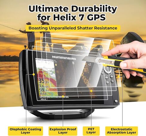 واقي شاشة Karltys لجهاز Humminbird Helix 7 GPS G2 G2N G3 G3N G4 G4N GPS 7 بوصة غطاء حماية لشاشة مكتشف الأسماك، زجاج مقسى عالي الدقة مضاد للوهج Humminbird Helix 7 ملحقات in Saudi Arabia