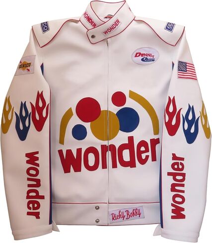 Xtreem Leather Men's Ricky Bobby Racing White Faux Leather Jacket in Saudi Arabia