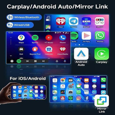 ستيريو سيارة PHEZEN بشاشة لمس 7 بوصة لسيارة 2008-2011 Nissan Rogue، راديو سيارة Android 13 مع Carplay ونظام ملاحة GPS تلقائي BT Mirror Link WiFi كاميرا احتياطية 2+32G in Kuwait