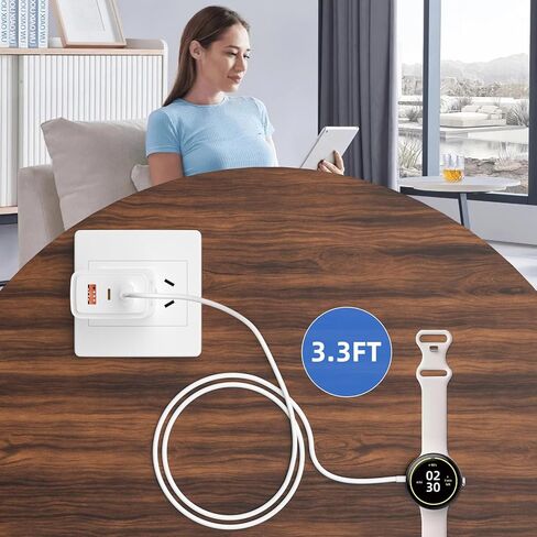 iMangoo لساعة Google Pixel 3 شاحن وساعة 2 كابل شاحن، USB C نوع شحن سريع مع حامل امتصاص مغناطيسي مغناطيسي للساعة الذكية بديل سلك شحن احتياطي 3.3 قدم أبيض in Saudi Arabia