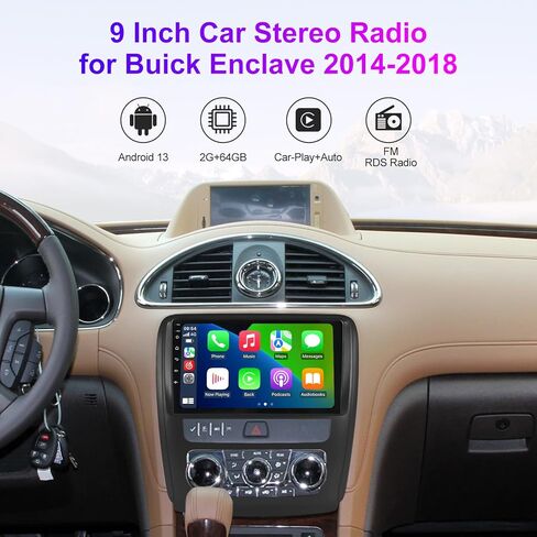 راديو السيارة لـ Buick Enclave 2013 2014 2015 2016 2017 2G+64G، Biorunn 9 بوصة IPS شاشة تعمل باللمس وحدة رأس ستيريو لاسلكية للسيارة تعمل بنظام Android Auto Blue-Tooth GPS Navi Upgrade Dash Kit WiFi FM RDS in Kuwait