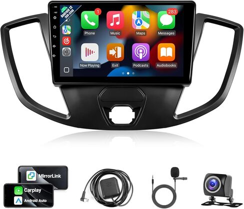 راديو سيارة Leadfan لسيارة Ford Transit 2013-2019 ستيريو مع Carplay لاسلكي Android Auto، شاشة لمس 9 بوصة لسيارة Ford Transit GPS Navigation Bluetooth WiFi كاميرا خلفية FM Mirrorlink Split Screen SWC in Kuwait
