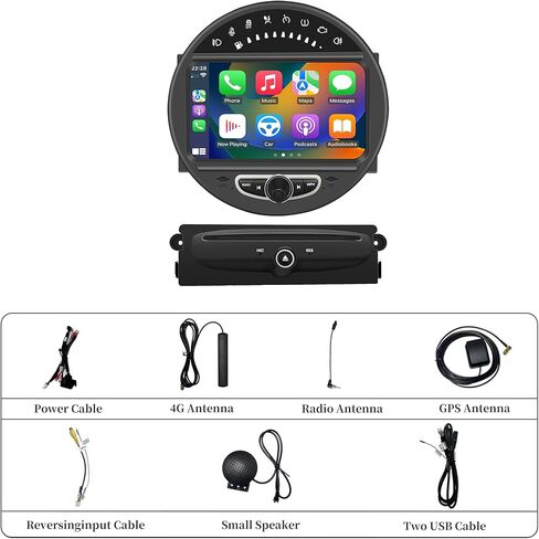 شاشة أندرويد 8 بوصة لميني كوبر R55 R56 R57 R58 R59 R60 R61 راديو تلقائي، CarPlay، Android Auto، انعكاس الشاشة، شاشة مقسمة، واي فاي، DVD، الملاحة، كاميرات المركبات، الموسيقى، Netflix Waze Spotify in Saudi Arabia