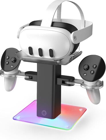قاعدة شحن لملحقات Meta Quest 3S/Quest 3/Quest 2، حامل محطة شحن مع ضوء LED/RGB، وحدات تحكم وملحقات الواقع الافتراضي، منفذ شحن من النوع C in Kuwait