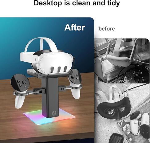 Charging Dock for Meta Quest 3S/Quest 3/Quest 2 Accessoriesm,Charger Station Stand with LED/RGB Light, Controllers and VR Accessories, Type C Charging Port in Saudi Arabia