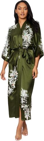 100% Mulberry Washable Silk Kimono Robe Long - Luxury Kimono Robe for Women - Floral Print - Lotus - Nightshadow - Original Design in Saudi Arabia