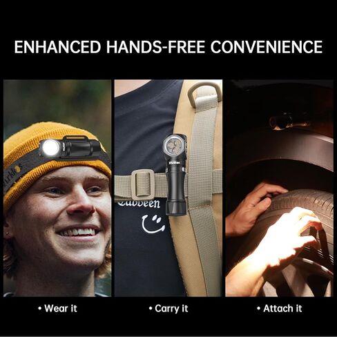 مصباح يدوي Wurkkos قابل لإعادة الشحن بقوة 1200 لومن مع مغناطيس - مصباح يدوي بزاوية يمنى HD10 مع Anduril 2.0 RGB UI، ضوء فلاش جيب IP68 لاستخدام المصابيح الأمامية، العمل، المشي لمسافات طويلة، التسلق - 4000K in Kuwait