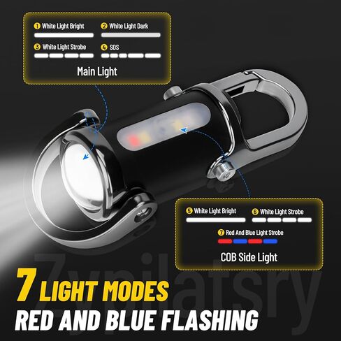 1200LM مصباح يدوي LED صغير فائق السطوع USB قابل لإعادة الشحن صغير مقاوم للماء سلسلة مفاتيح إنقاذ، للتخييم - أسود in Kuwait