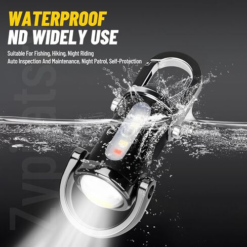 1200LM مصباح يدوي LED صغير فائق السطوع USB قابل لإعادة الشحن صغير مقاوم للماء سلسلة مفاتيح إنقاذ، للتخييم - أسود in Kuwait