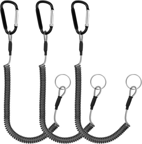 3PCS Retractable Safety Coiled Lanyard with Alloy Clip for Pliers Boating, Heavy Duty Fishing Lanyard with Coiled Tether for Pliers Boating Fishing Kayak in Saudi Arabia
