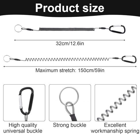 3PCS Retractable Safety Coiled Lanyard with Alloy Clip for Pliers Boating, Heavy Duty Fishing Lanyard with Coiled Tether for Pliers Boating Fishing Kayak in Saudi Arabia