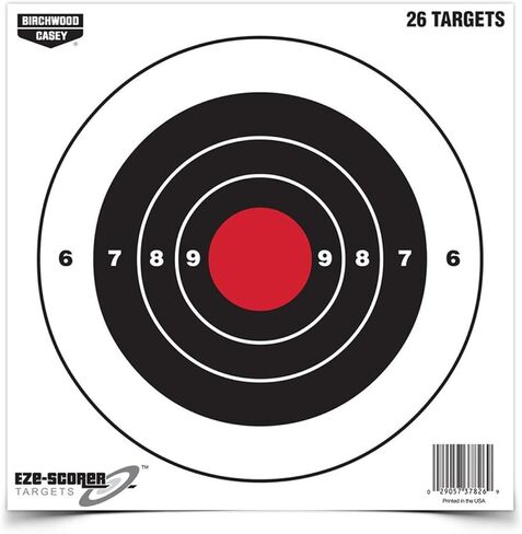 BIRCHWOOD CASEY مقاس 8 بوصات Eze-Scorer Bull's-Eye Practice أهداف ورقية بيضاء رائعة للاستخدام الداخلي والخارجي، 26 هدفًا in Kuwait