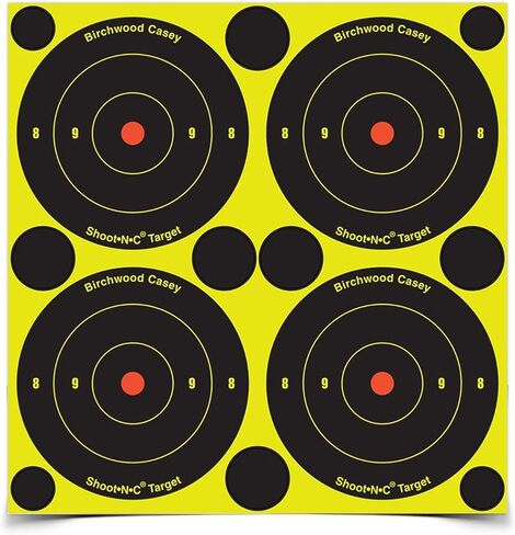BIRCHWOOD CASEY مقاس 8 بوصات Eze-Scorer Bull's-Eye Practice أهداف ورقية بيضاء رائعة للاستخدام الداخلي والخارجي، 26 هدفًا in Kuwait