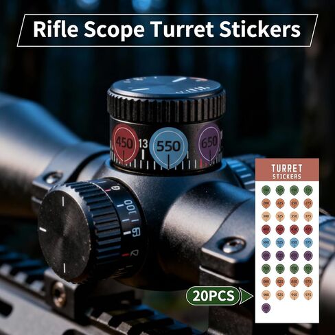 20 Precision Rifle Scope Turret Stickers Sheets(740 Total Labels) - Waterproof Range Tags for Long Distance Shooting Accessories - Universal Fit Most Scope Caps in Saudi Arabia